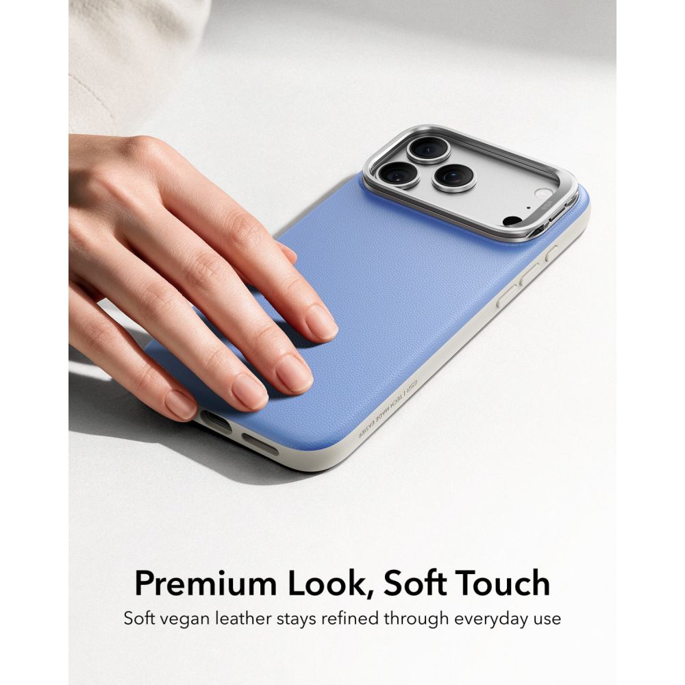 Θήκη iPhone 18 Pro / 17 Pro ESR Atelier Leather Kickstand MagSafe Light Blue - Image 3