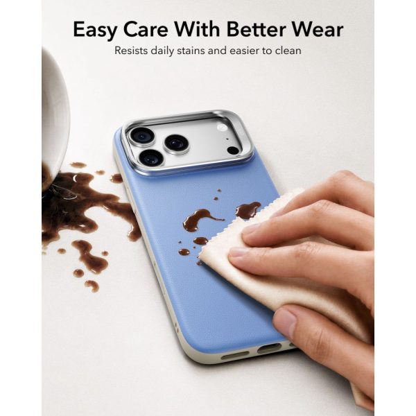 Θήκη iPhone 18 Pro / 17 Pro ESR Atelier Leather Kickstand MagSafe Light Blue - Image 5