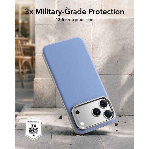 Θήκη iPhone 18 Pro / 17 Pro ESR Atelier Leather Kickstand MagSafe Light Blue - Image 6
