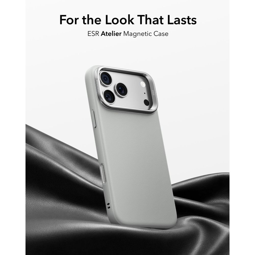 Θήκη iPhone 18 Pro Max / 17 Pro Max ESR Leather Kickstand MagSafe Grey - Image 2