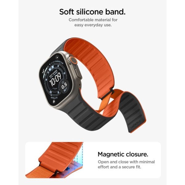 Λουράκι Apple Watch 44 / 45 / 46 / 49mm Spigen Athlex Air M Active Black/Orange (AMP11534) - Image 7