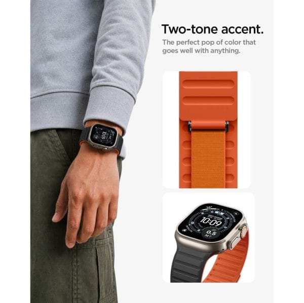 Λουράκι Apple Watch 44 / 45 / 46 / 49mm Spigen Athlex Air M Active Black/Orange (AMP11534) - Image 9