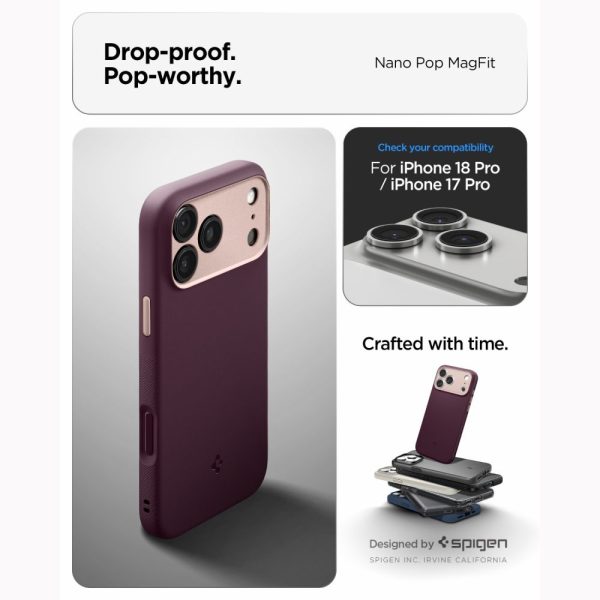 Θήκη iPhone 18 Pro / 17 Pro Spigen Nano Pop MagFit MagSafe Burgundy Bean (ACS12179) - Image 10