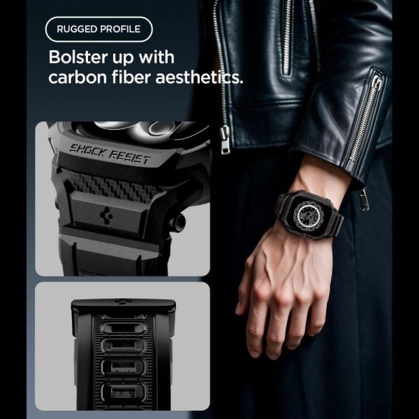 Λουράκι με Θήκη Apple Watch Series 12 (42mm) Spigen Rugged Armor Pro Matte Black (ACS11883) - Image 6