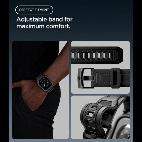 Λουράκι με Θήκη Apple Watch Series 12 (46mm) Spigen Rugged Armor Pro Matte Black (ACS11894) - Image 8