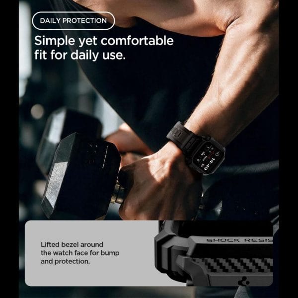 Λουράκι με Θήκη Apple Watch Series 12 (46mm) Spigen Rugged Armor Pro Matte Black (ACS11894) - Image 9