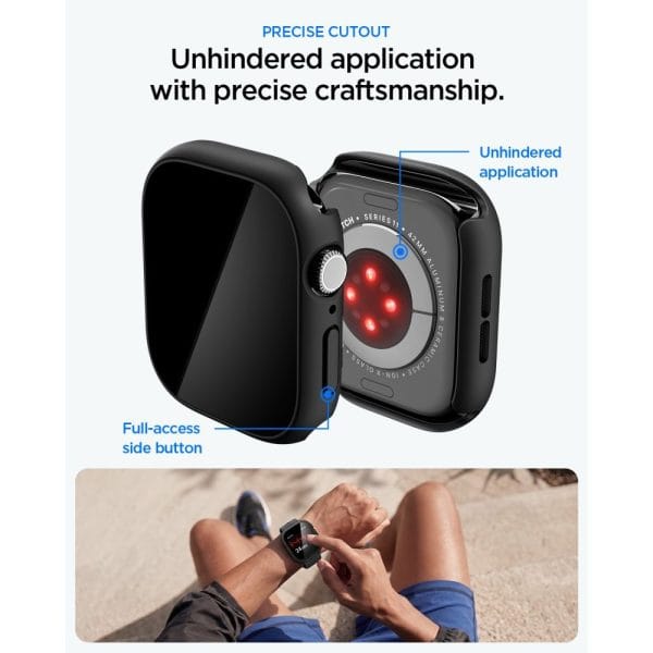 Θήκη Apple Watch Series 11 / 10 (42mm) Spigen Thin Fit 360 με Τζάμι 9H Black (ACS11410) - Image 7