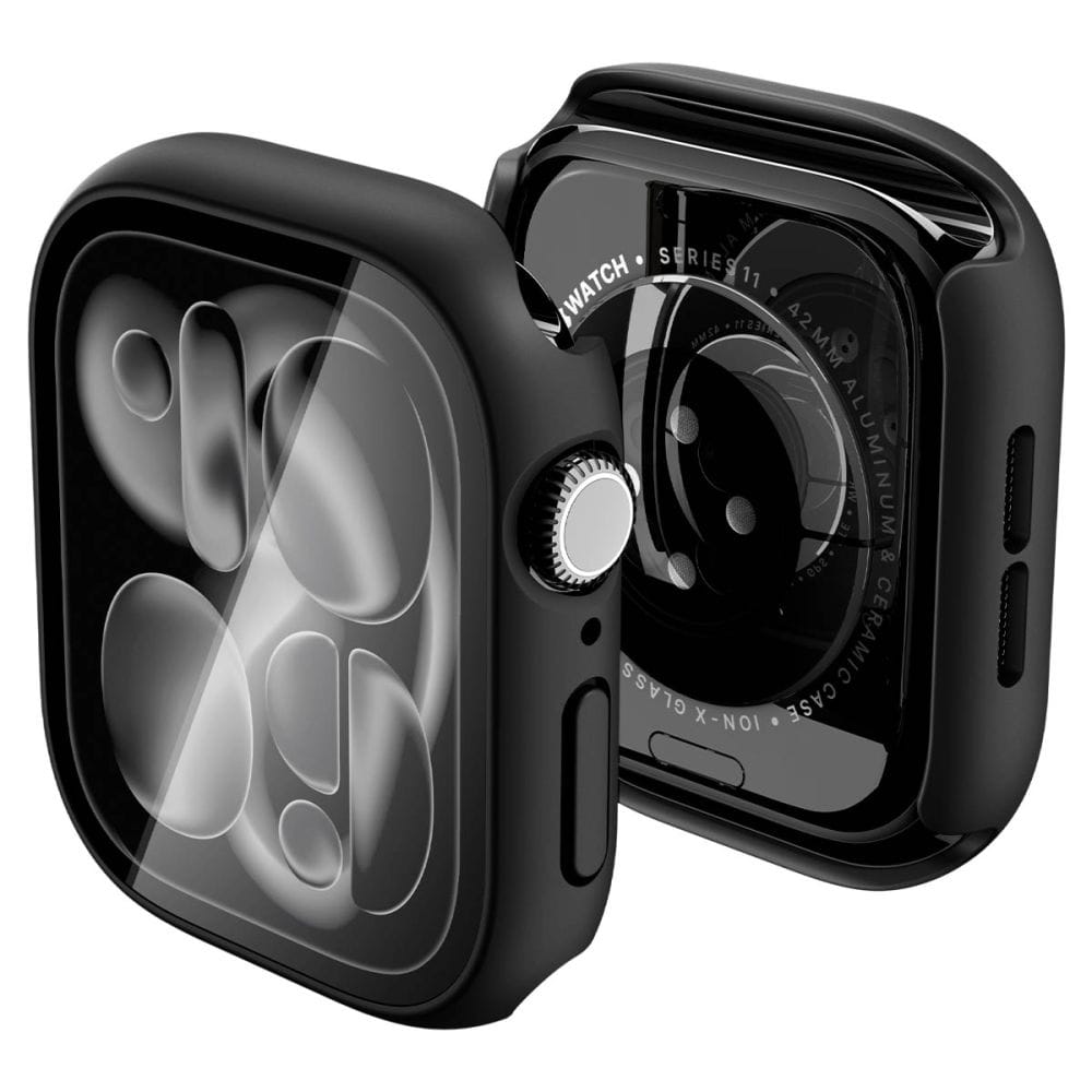 Θήκη Apple Watch Series 11 / 10 42mm Spigen Thin Fit 360 με Τζάμι 9H Black ACS11410
