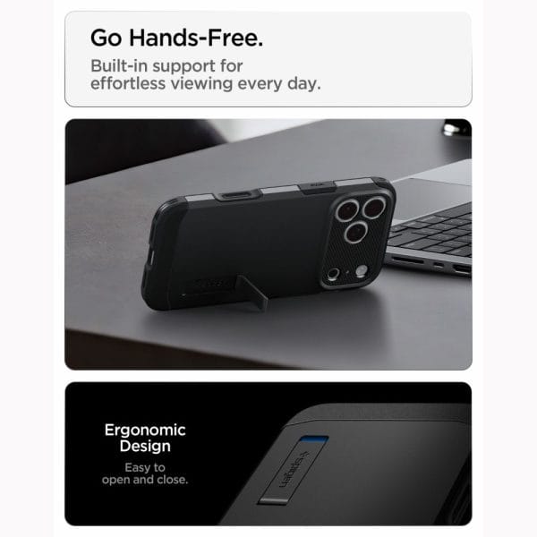 Θήκη iPhone 18 Pro / 17 Pro Spigen Tough Armor T MagFit MagSafe Kickstand Black (ACS12173) - Image 10