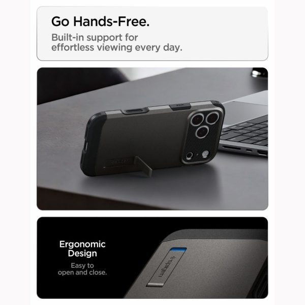 Θήκη iPhone 18 Pro / 17 Pro Spigen Tough Armor T MagFit MagSafe Kickstand Gunmetal (ACS12174) - Image 9