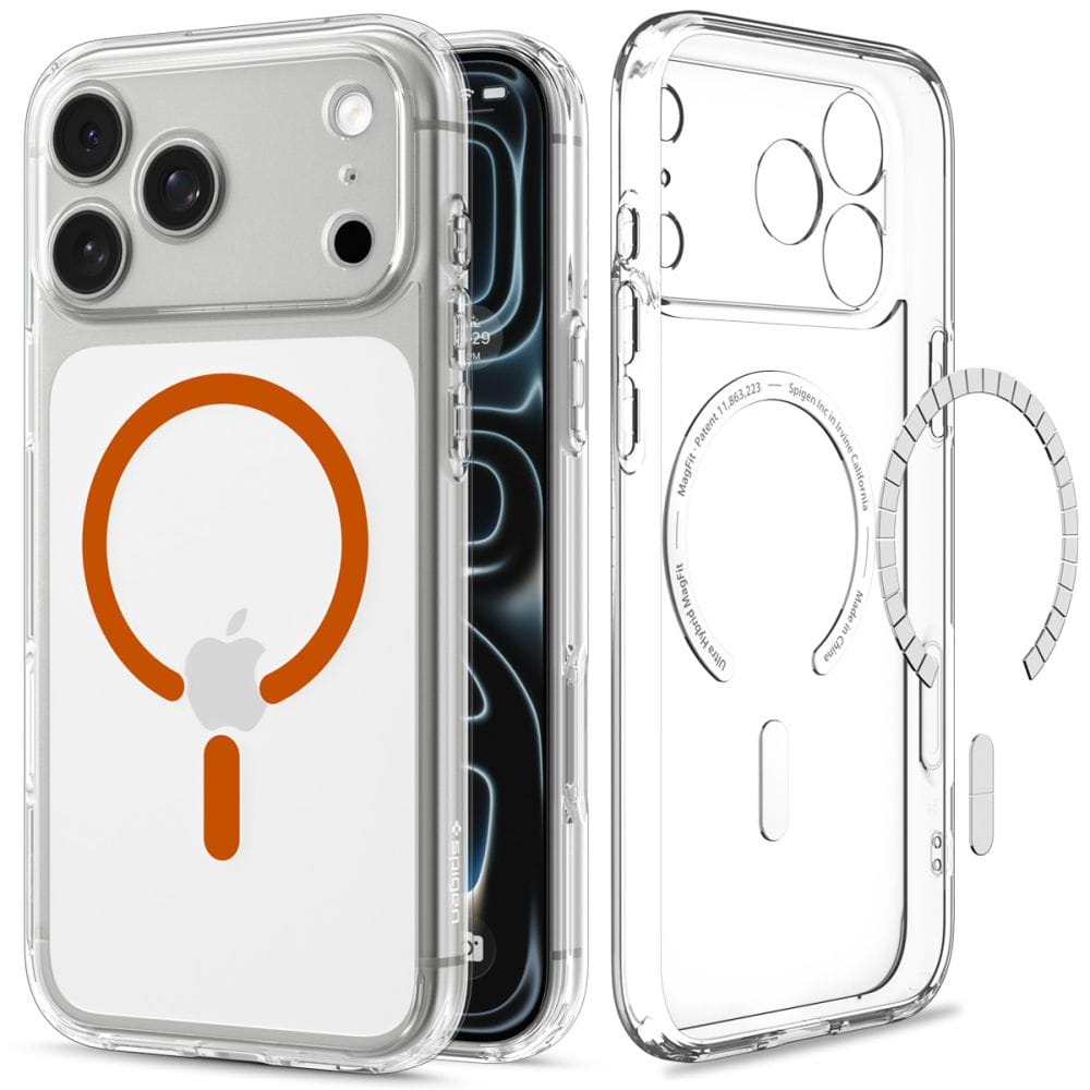 Θήκη iPhone 18 Pro / 17 Pro Spigen Ultra Hybrid MagFit MagSafe Clear/Orange (ACS12159) - Image 2