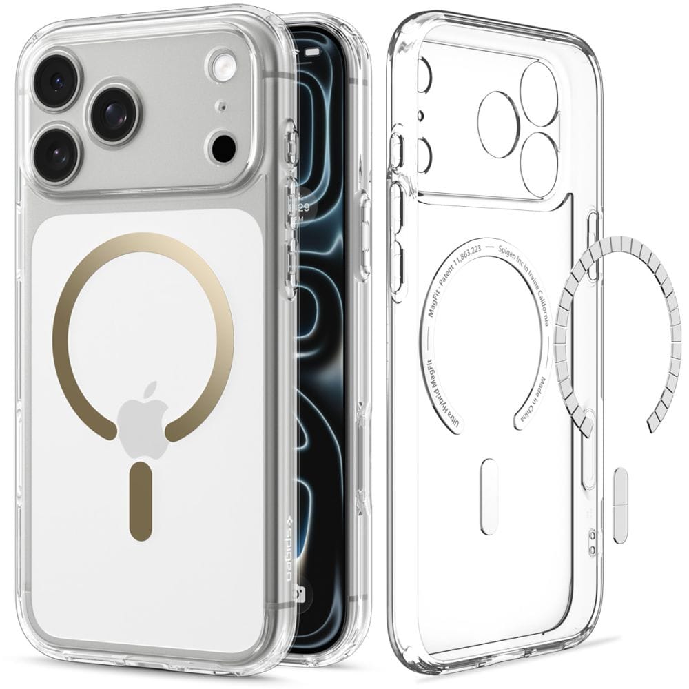 Θήκη iPhone 18 Pro Max / 17 Pro Max Spigen Ultra Hybrid MagFit MagSafe Clear / Gold (ACS12120) - Image 2