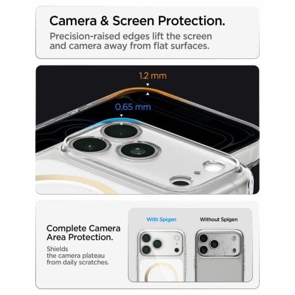 Θήκη iPhone 18 Pro Max / 17 Pro Max Spigen Ultra Hybrid MagFit MagSafe Clear / Gold (ACS12120) - Image 12
