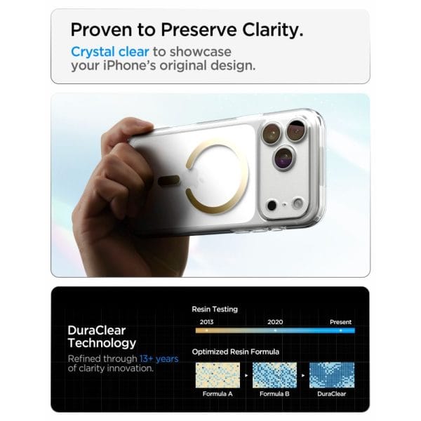 Θήκη iPhone 18 Pro Max / 17 Pro Max Spigen Ultra Hybrid MagFit MagSafe Clear / Gold (ACS12120) - Image 7