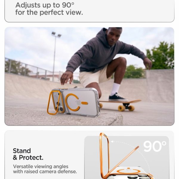 Θήκη iPhone 18 Pro / 17 Pro Spigen Ultra Hybrid Optik S MagFit MagSafe Kickstand Clear/Orange (ACS11923) - Image 6