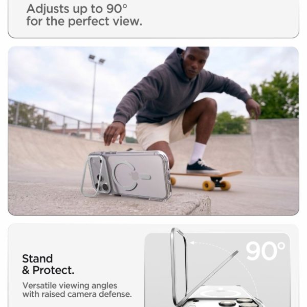 Θήκη iPhone 18 Pro / 17 Pro Spigen Ultra Hybrid Optik S MagFit MagSafe Kickstand Clear/Silver (ACS11921) - Image 6