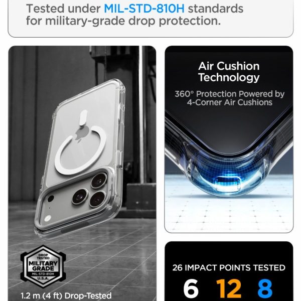Θήκη iPhone 18 Pro / 17 Pro Spigen Ultra Hybrid Optik S MagFit MagSafe Kickstand Clear/Silver (ACS11921) - Image 10