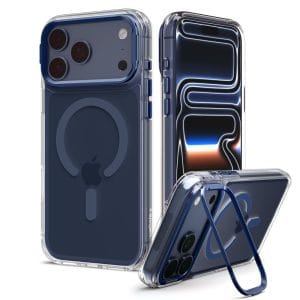 Θήκη iPhone 18 Pro Max 17 Pro Max Spigen Ultra Hybrid Optik S MagFit MagSafe Kickstand Clear Deep Blue