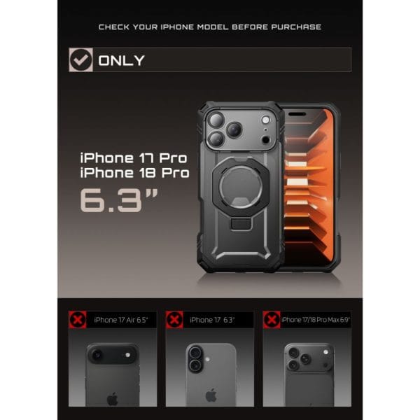 Θήκη iPhone 18 Pro / 17 Pro Supcase Grip Pro Mag MagSafe Black - Image 6