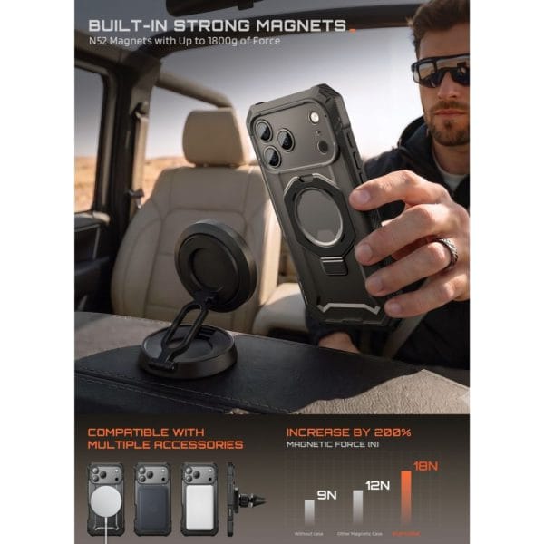Θήκη iPhone 18 Pro Max / 17 Pro Max Supcase Grip Pro Mag MagSafe Black - Image 12
