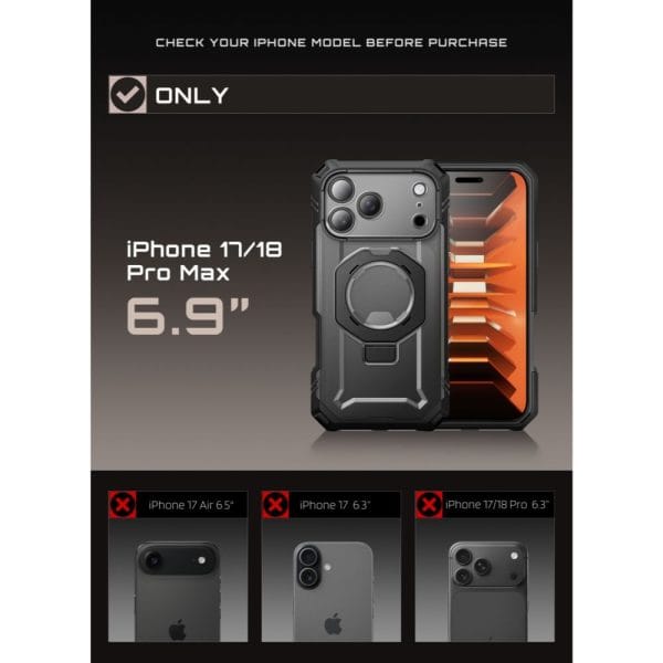 Θήκη iPhone 18 Pro Max / 17 Pro Max Supcase Grip Pro Mag MagSafe Black - Image 7