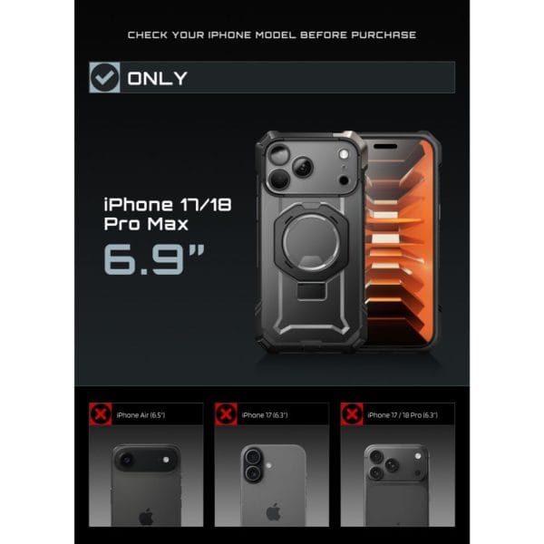 Θήκη iPhone 18 Pro Max / 17 Pro Max Supcase UB Grip Mag MagSafe Black - Image 5