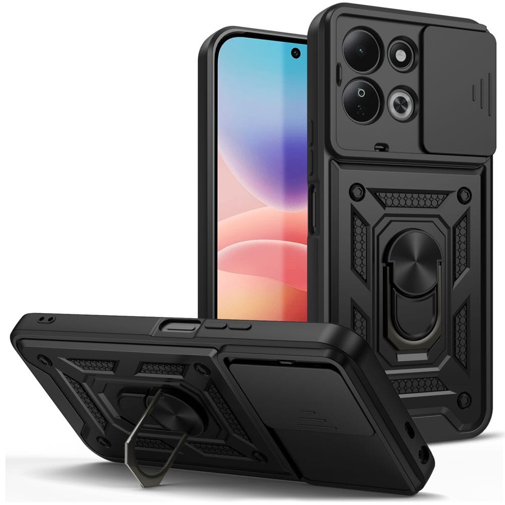 Θήκη Xiaomi Redmi 17 4G / 5G Tech-Protect CamShield Pro Black με camera slider και ring 360°