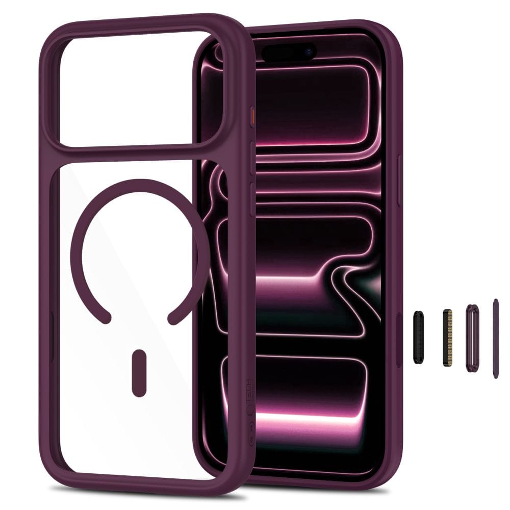 Θήκη iPhone 18 Pro / 17 Pro Tech-Protect MagOne MagSafe CC + Glass 2-Pack Dark Cherry/Clear - Image 2