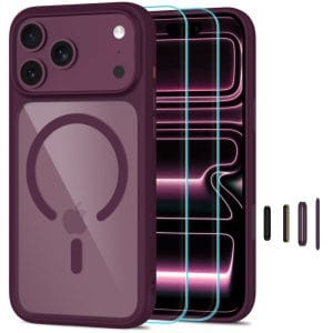Θήκη iPhone 18 Pro Max 17 Pro Max Tech-Protect MagOne MagSafe CC Dark Cherry Clear με 2 τζάμια