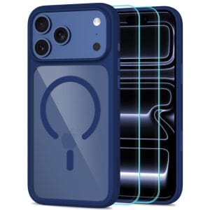Θήκη iPhone 17 Pro Max 18 Pro Max Tech-Protect MagOne MagSafe CC με 2 Τζάμια Deep Blue Clear