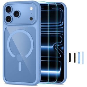 Θήκη iPhone 18 Pro Max 17 Pro Max Tech-Protect MagOne MagSafe CC Light Blue Clear με 2 τζάμια