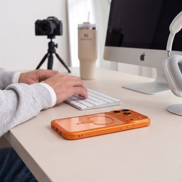 Θήκη iPhone 17 Pro Max / 18 Pro Max Tech-Protect MagPeak MagSafe CC Cosmic Orange/Clear - Image 9