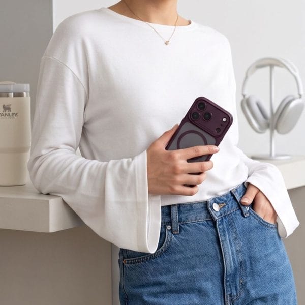 Θήκη iPhone 17 Pro Max / 18 Pro Max Tech-Protect MagPeak MagSafe CC Matte Dark Cherry - Image 8