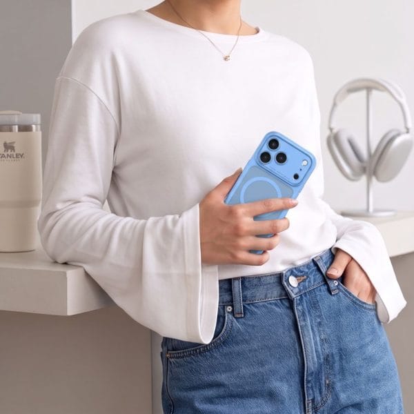 Θήκη iPhone 17 Pro Max / 18 Pro Max Tech-Protect MagPeak MagSafe CC Matte Light Blue - Image 8