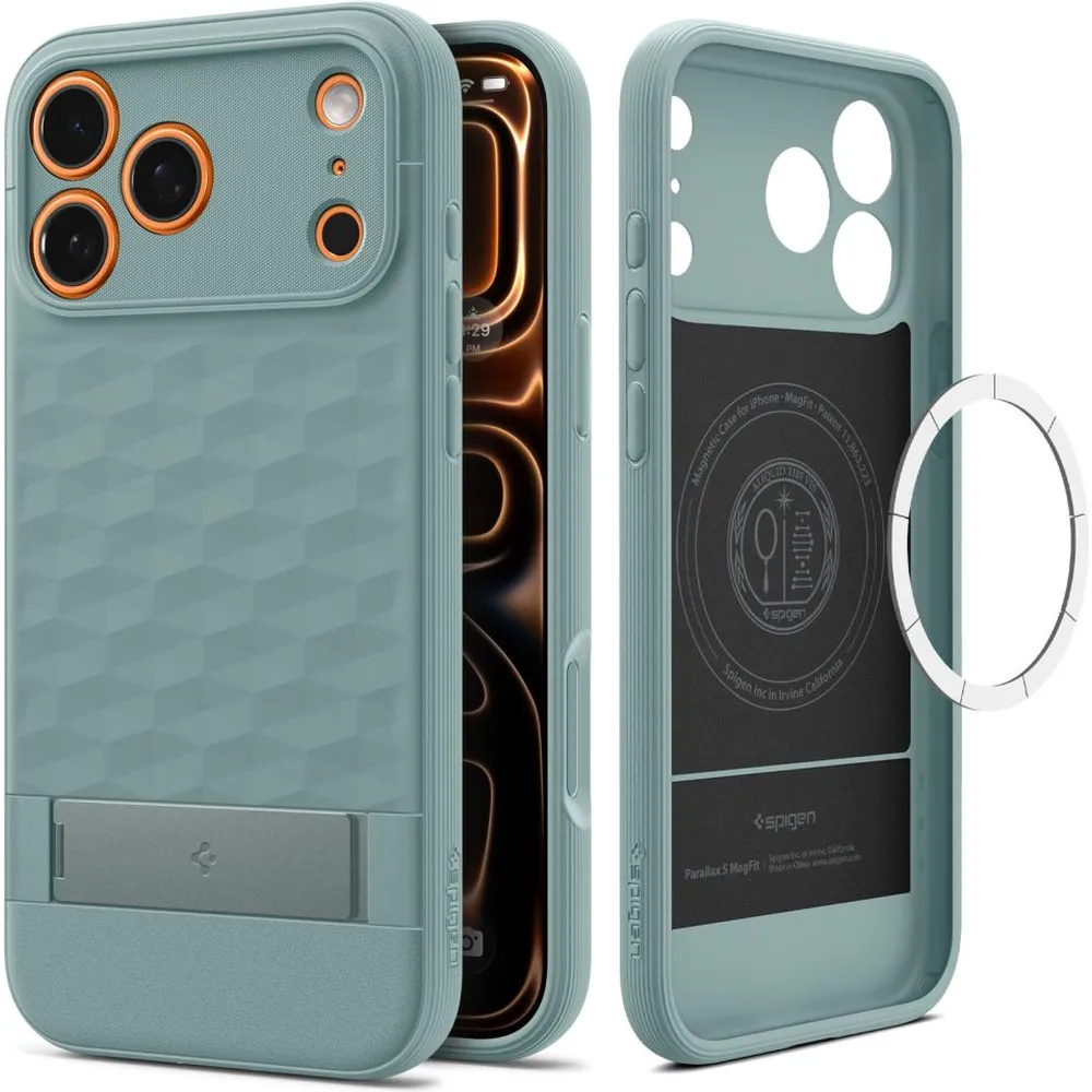 Θήκη iPhone 18 Pro / 17 Pro Spigen Parallax S MagFit MagSafe Kickstand Sage Green (ACS09965)