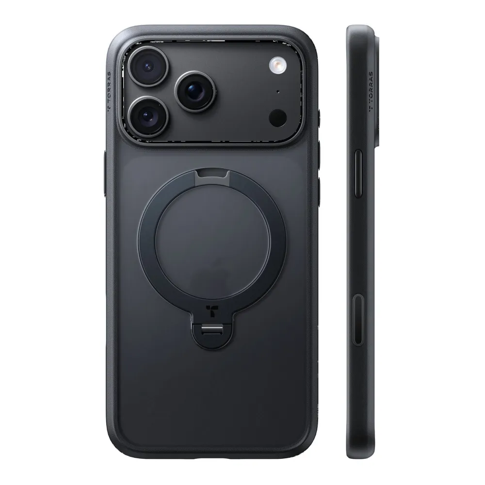 Θήκη iPhone 18 Pro Max TORRAS Ostand Q3 Spin MagSafe Obsidian Black με Stand 360°