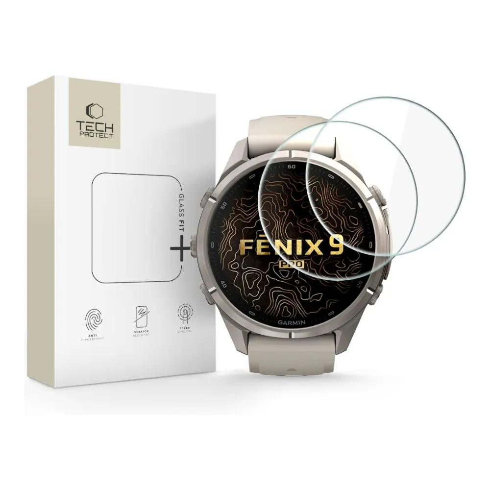 Τζάμι Προστασίας Garmin Fenix 9 Pro 43mm Tech-Protect Glass Fit+ 2-Pack Clear