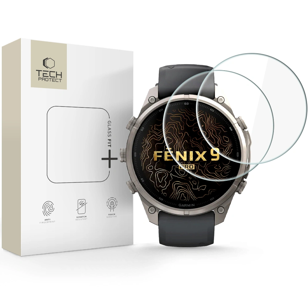 Τζάμι Προστασίας Garmin Fenix 9 Pro 47mm Tech-Protect Glass Fit+ 2-Pack Clear