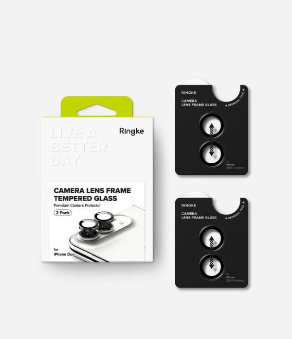 Τζάμι Προστασίας Κάμερας iPhone Duo Ringke Camera Frame 2-Pack Black - Image 7