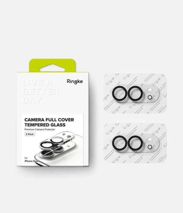 Τζάμι Προστασίας Κάμερας iPhone Duo Ringke Camera Full Cover 2-Pack Black - Image 7