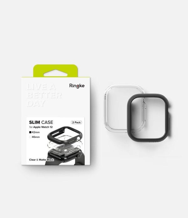 Θήκες Apple Watch 12 42mm Ringke Slim 2-Pack Clear & Matte Black - Image 6