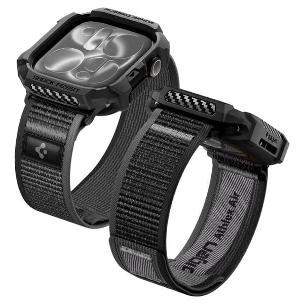 Θήκη + Λουράκι Apple Watch 12 / 11 / 10 46mm Spigen Rugged Armor + Athlex Air Active Black/Grey (ACS11673) - Image 4