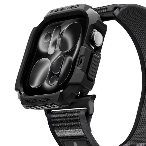 Θήκη + Λουράκι Apple Watch 12 / 11 / 10 46mm Spigen Rugged Armor + Athlex Air Active Black/Grey (ACS11673) - Image 5