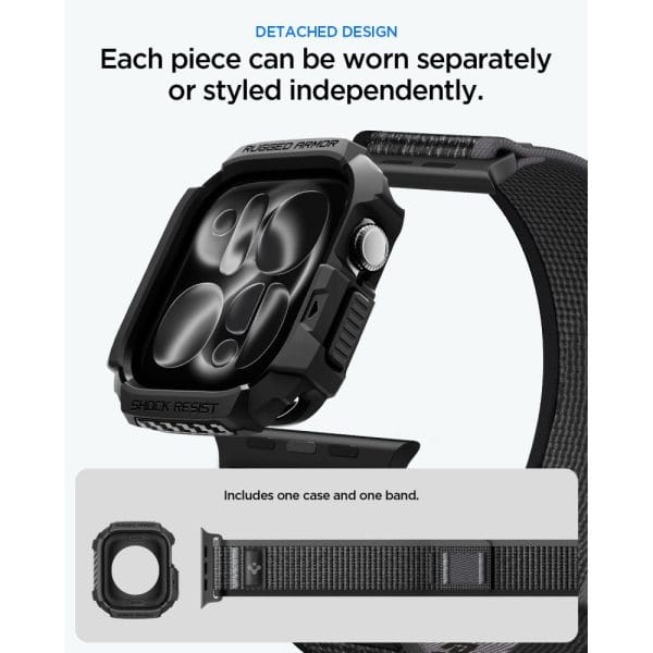 Θήκη + Λουράκι Apple Watch 12 / 11 / 10 46mm Spigen Rugged Armor + Athlex Air Active Black/Grey (ACS11673) - Image 8
