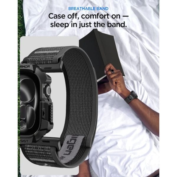 Θήκη + Λουράκι Apple Watch 12 / 11 / 10 46mm Spigen Rugged Armor + Athlex Air Active Black/Grey (ACS11673) - Image 9
