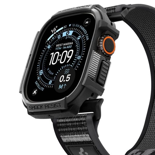 Θήκη + Λουράκι Apple Watch Ultra 4 / 3 / 2 / 1 49mm Spigen Rugged Armor + Athlex Air Active Black/Grey (ACS11671) - Image 4