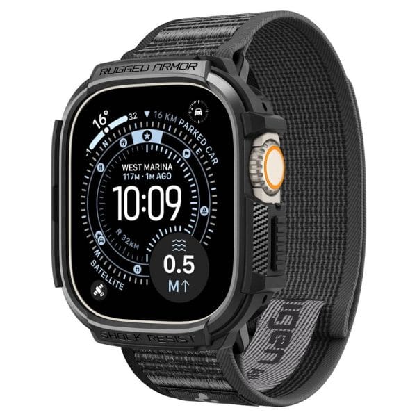Θήκη + Λουράκι Apple Watch Ultra 4 / 3 / 2 / 1 49mm Spigen Rugged Armor + Athlex Air Active Black/Grey (ACS11671) - Image 5