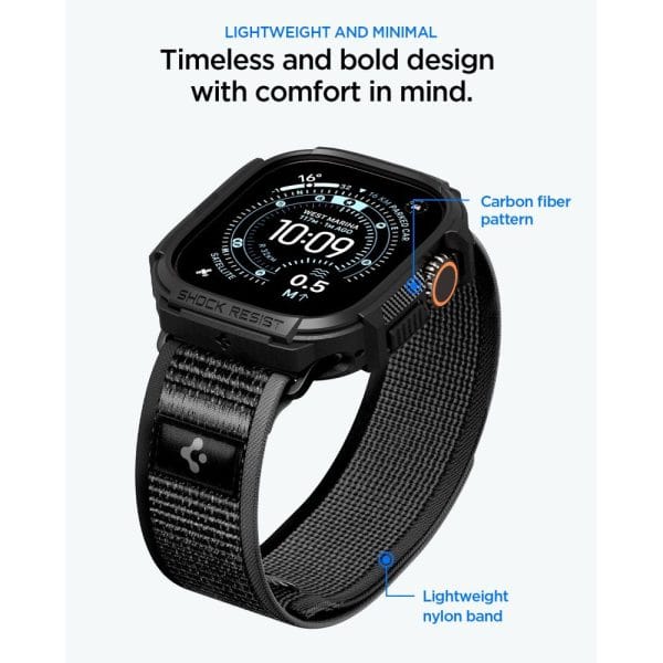 Θήκη + Λουράκι Apple Watch Ultra 4 / 3 / 2 / 1 49mm Spigen Rugged Armor + Athlex Air Active Black/Grey (ACS11671) - Image 6
