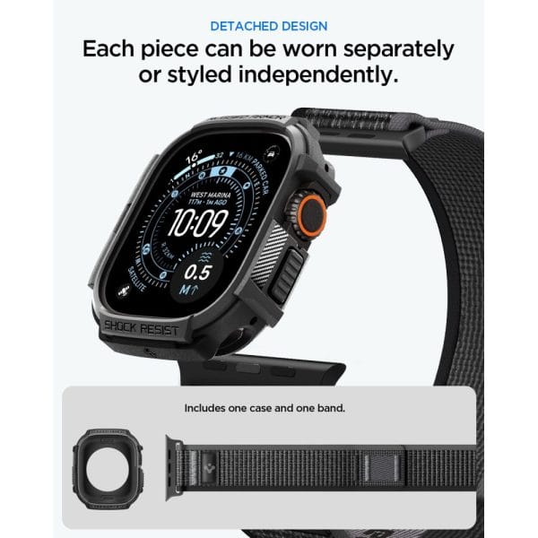 Θήκη + Λουράκι Apple Watch Ultra 4 / 3 / 2 / 1 49mm Spigen Rugged Armor + Athlex Air Active Black/Grey (ACS11671) - Image 8
