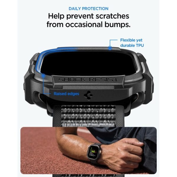 Θήκη + Λουράκι Apple Watch Ultra 4 / 3 / 2 / 1 49mm Spigen Rugged Armor + Athlex Air Active Black/Grey (ACS11671) - Image 10